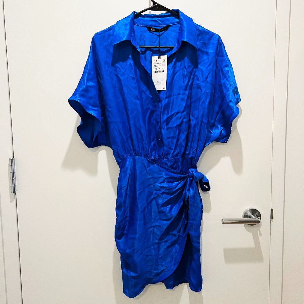 Zara Satin Effect Wrap Dress Sz. XS NWT